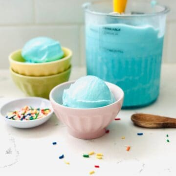 Scoops of cotton candy ice cream ready to be enjoyed.