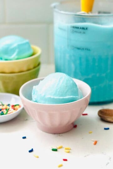 Scoops of cotton candy ice cream ready to be enjoyed.