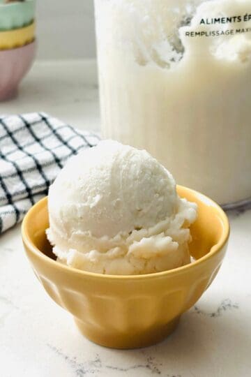 Scoops of low calorie vanilla ice cream ready to be enjoyed.