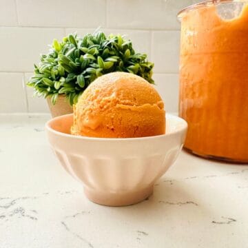 Scoops of thai tea ice cream in a bowl ready to be enjoyed.