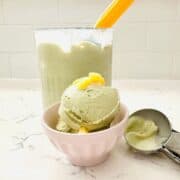 Scoops of green tea mochi ice cream ready to be served.