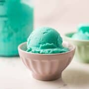 Scoops of blue moon ice cream served on a bowl ready to be enjoyed.