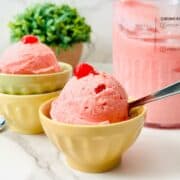 Ninja Creami cherry ice cream in a bowl.