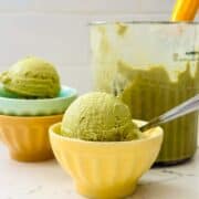 Scoops of Ninja Creami Coconut Matcha Ice Cream ready to be enjoyed.