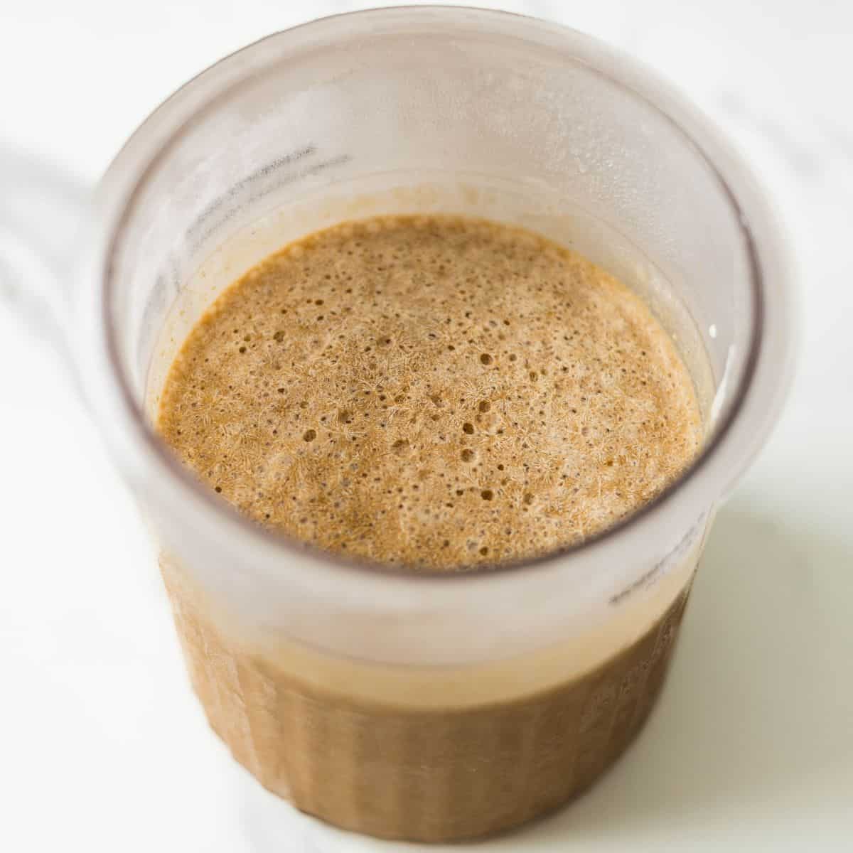 Frozen Ninja Creami Coffee Ice cream mixture.