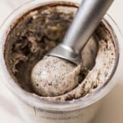 Ninja Creami mint oreo ice cream ready to be enjoyed.