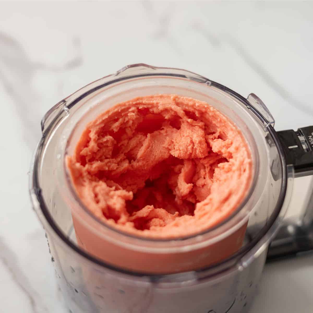 NInja Creami strawberry ice cream on a pint.