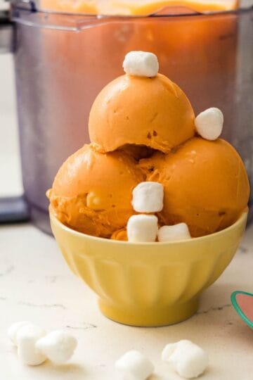 Creamy sweet potato ice cream spun in the Ninja Creami with toasted marshmallow swirls.