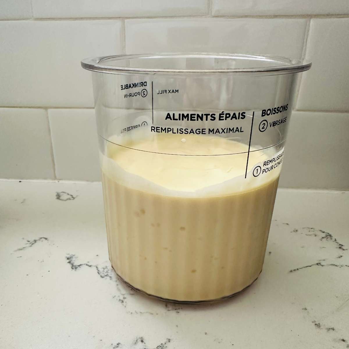 Blended mixture for Mango Cardamom ice cream.