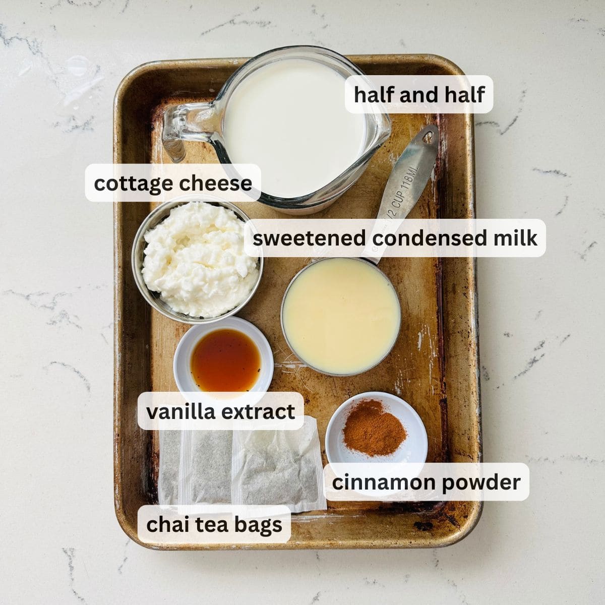 Ingredients for chai tea latte ice cream for Ninja Creami.