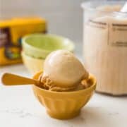 Scoop of Chai Tea Latte ice cream on a cup.
