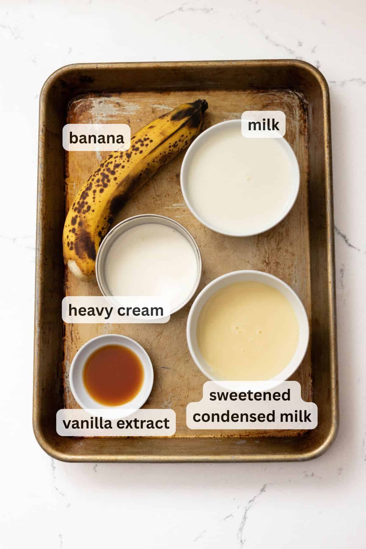 Ingredients for banana ice cream for ninja creami