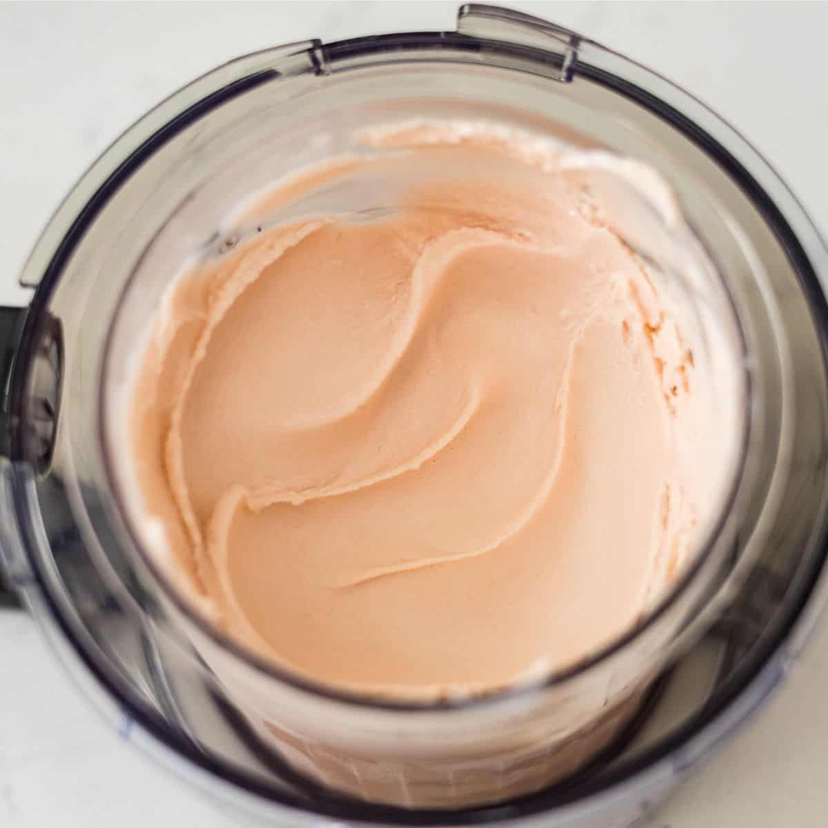 Creamy Ninja Creami root beer ice cream after re-spinning in the pint container