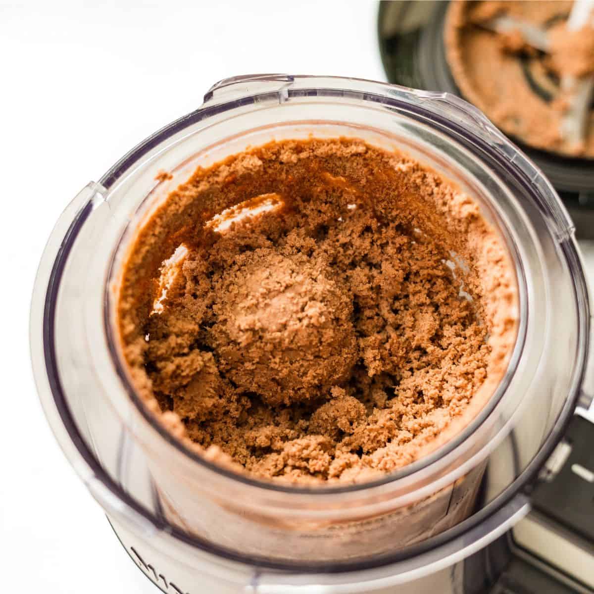 Crumbly chocolate peanut butter ice cream after the first spin in a Ninja Creami